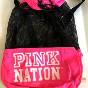 PINK Mesh Drawstring Bag